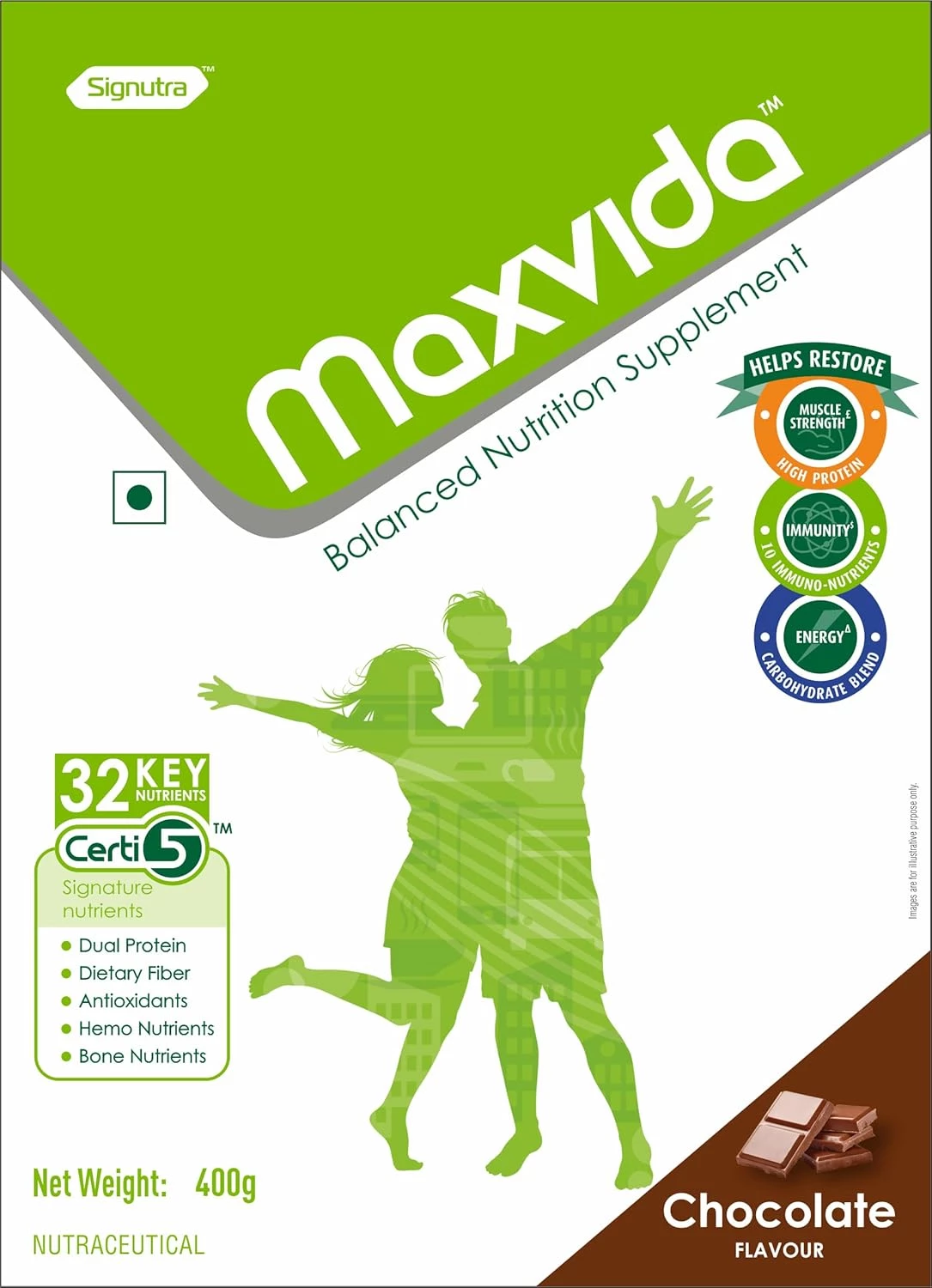 Maxvida Balanced Nutrition Supplement Powder Chocolate Flavour, 400 g-1.webp